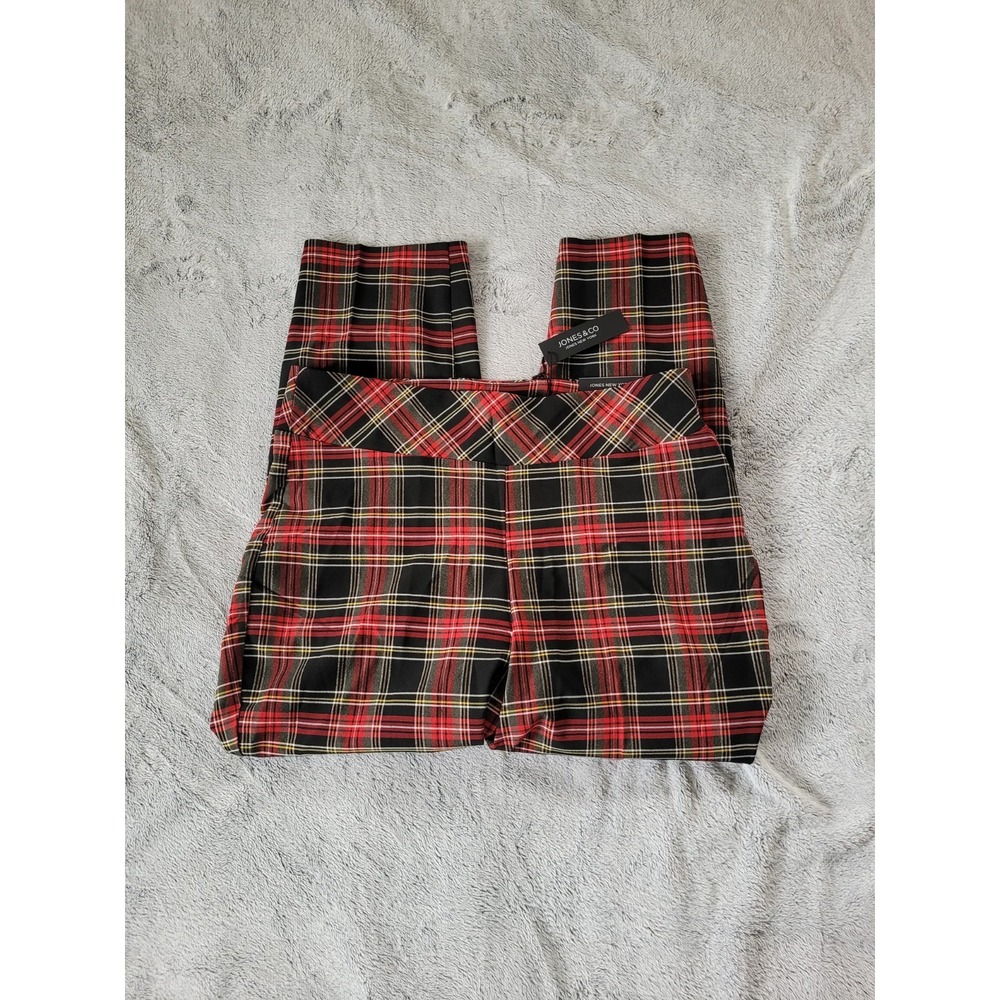 Jones New York Womens Plus Size 1X Pull On Pants Slim Leg Stretch Tartan Plaid